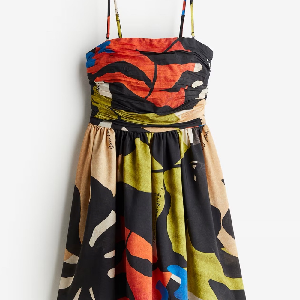 H&M bandeau dress with flared skirt Multicolor Strapless Dress